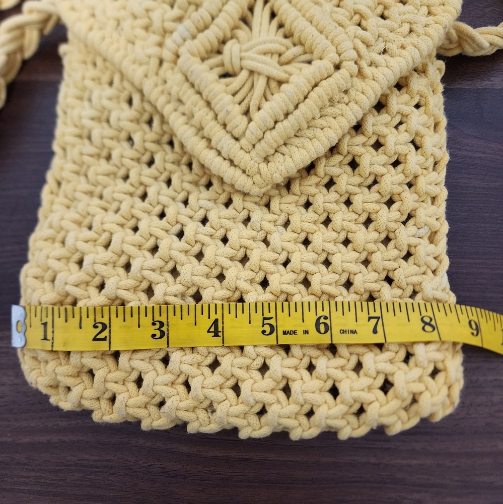 Tommy Bahama Yellow Macrame Crossbody Bag - Picture 7 of 9